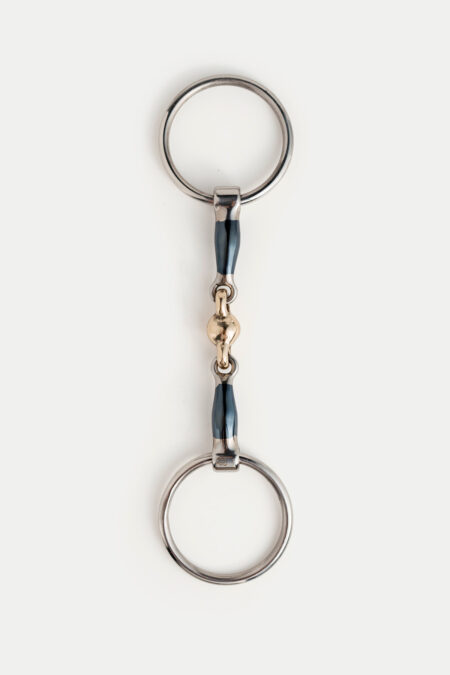 Bocca Bits, Romeo Blue Sweet Iron Loose Ring Snaffle with Brass Lozenge
