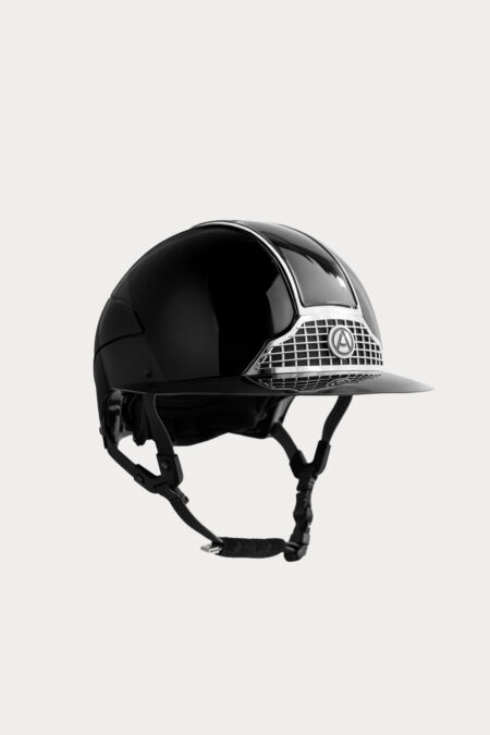 Amiko Helmet Shiny Polo Visor, Black/Black Straps