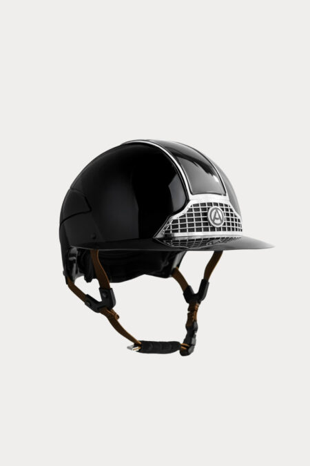 Amiko Helmet Shiny Polo Visor, Black/Nude Straps