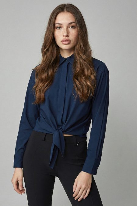 Yagya, Front Tie Riding Shirt, Navy